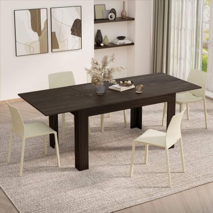 Masă extensibilă Bucătărie, Easy, 140(220)x90 cm, Nuc Închis