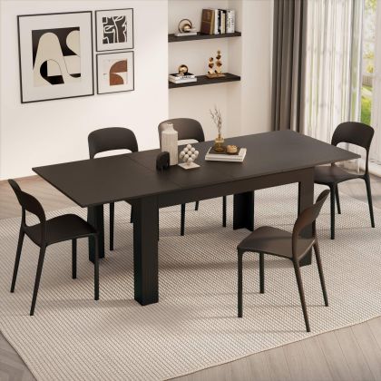 Masă extensibilă Bucătărie, Easy, 140(220)x90 cm, Negru Frasin