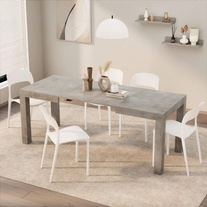 Mesa Extensível First, 120(200)x80 cm, Cimento Cinza