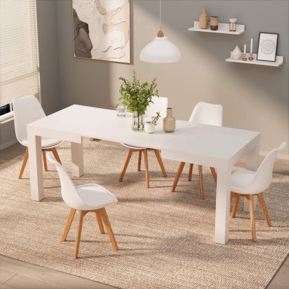 First ausziehbarer Tisch, 120(200)x80 cm, Esche, Weiß