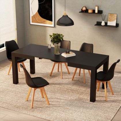 Masă extensibilă First, 120(200)x80 cm, Negru Frasin