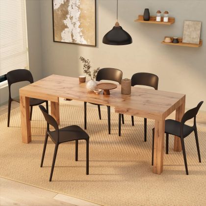 Uitschuifbare tafel, First, 120(200)x80 cm, Rustiek Eiken