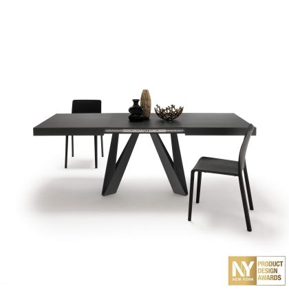 Masă Extensibilă Romina 140(220)x90 cm, Negru Frasin cu Picioare din Fier Negre