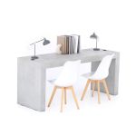 Scrivania Evolution 180x60, Grigio Cemento con Due Gambe e Caricatore Wireless