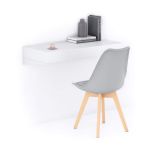 Scrivania sospesa a muro Evolution 90x40, Bianco Frassino