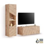 Parete Soggiorno Emma 2, Rovere Rustico, 150x44x139 cm