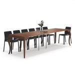 Tavolo Consolle Allungabile, modello Classico, 45(306,2)x90 cm, Noce Canaletto