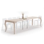 Tavolo Consolle Allungabile, modello Classico, 45(306,2)x90 cm, Olmo perla