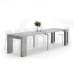 Tavolo Consolle Allungabile con porta prolunghe Easy, 45(305)x 90 cm, Grigio Cemento