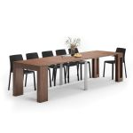 Tavolo Consolle Allungabile con porta prolunghe Easy, 45(305)x 90 cm, Noce Canaletto
