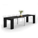 Tavolo Consolle Allungabile con porta prolunghe Easy, 45(305)x 90 cm, Nero Frassino