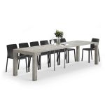 Tavolo Consolle Allungabile First, 45(305)x90 cm, Grigio Cemento