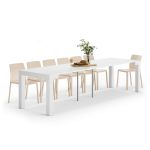 Tavolo Consolle Allungabile First, 45(305)x90 cm, Bianco Frassino