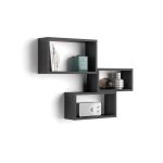 Cubi da parete Rettangolari, Set da 3, Giuditta, Nero Frassino