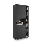Libreria Componibile Romina (76,8 x 173,6 cm), Nero Frassino