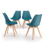 Sedie in stile nordico Greta, Set da 4, Blu Petrolio