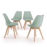 Sedie in stile nordico Greta, Set da 4, Verde Salvia