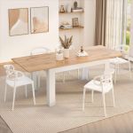 Tavolo allungabile Cucina, Easy, 140(220)x90 cm, Rovere Rustico e Bianco Frassino
