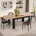 Tavolo allungabile Cucina, Easy, 140(220)x90 cm, Rovere Rustico e Nero Frassino