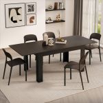 Tavolo allungabile Cucina, Easy, 140(220)x90 cm, Nero Frassino