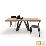 Tavolo Allungabile Romina 140(220)x90 cm, Rovere Naturale con Gambe in Ferro Nere