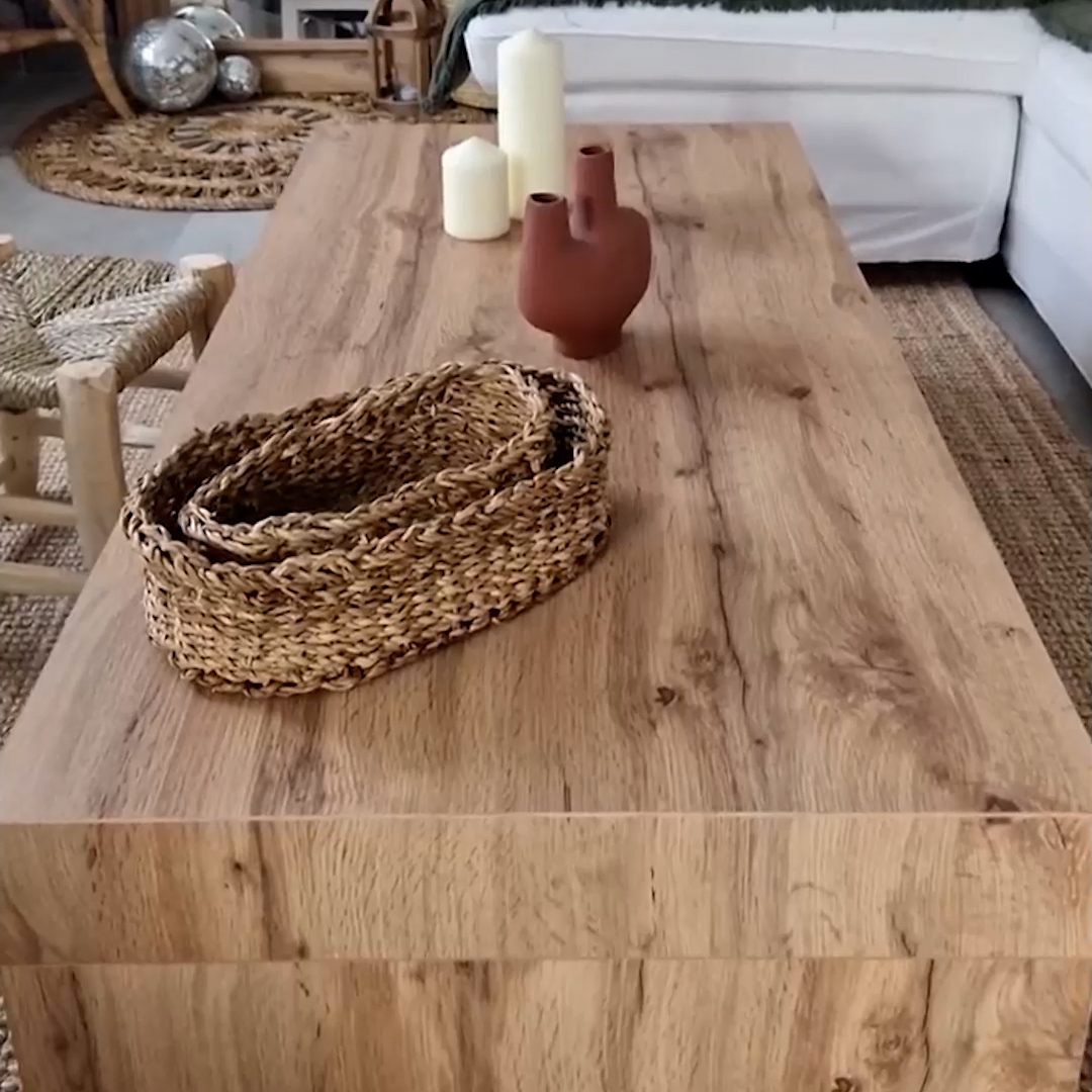 Evolution low Coffee Table 47.2 x 23.6 in, Rustic Oak