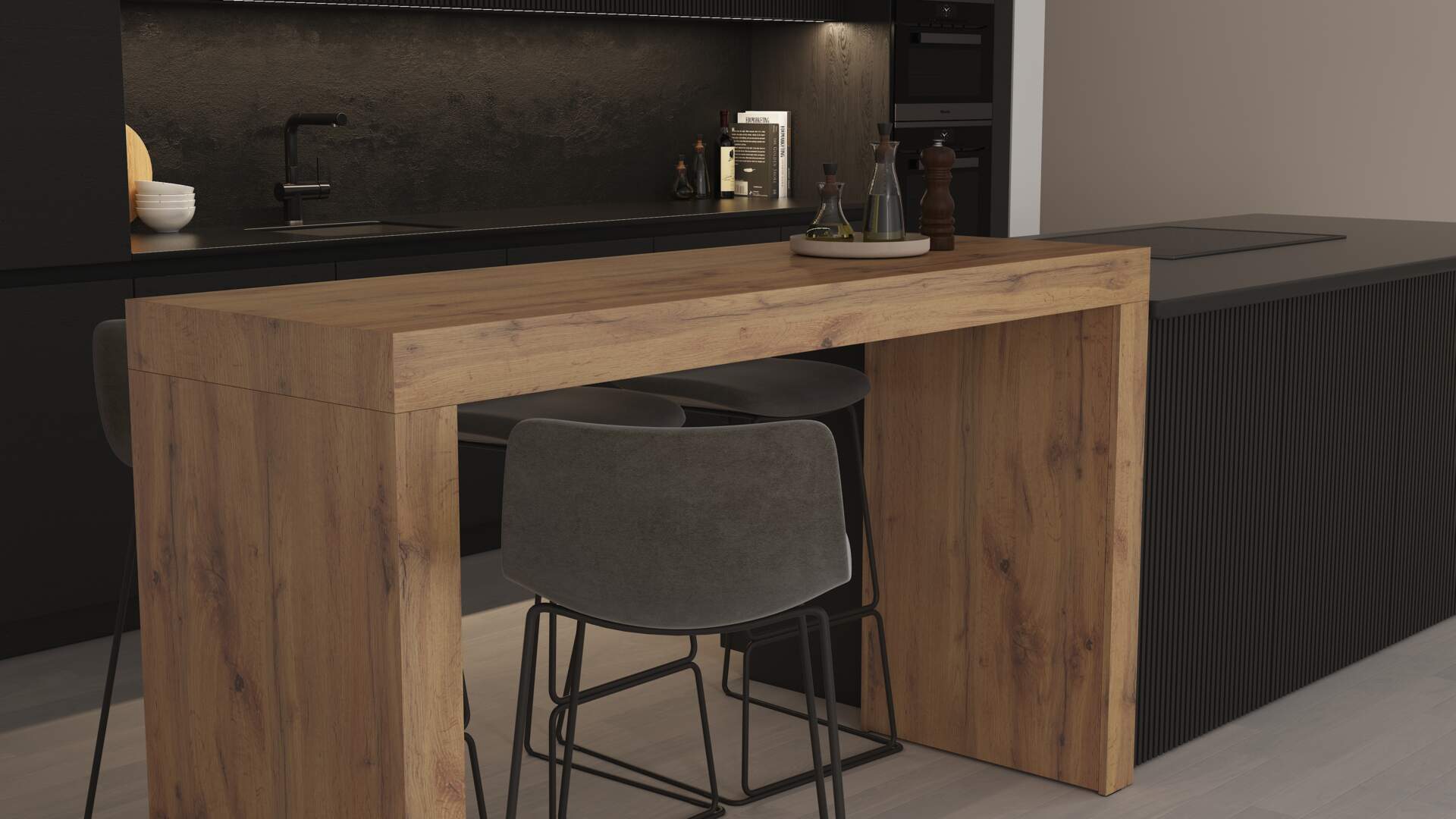 High Table Bar Table 70.9 x 23.6 in, Rustic Oak