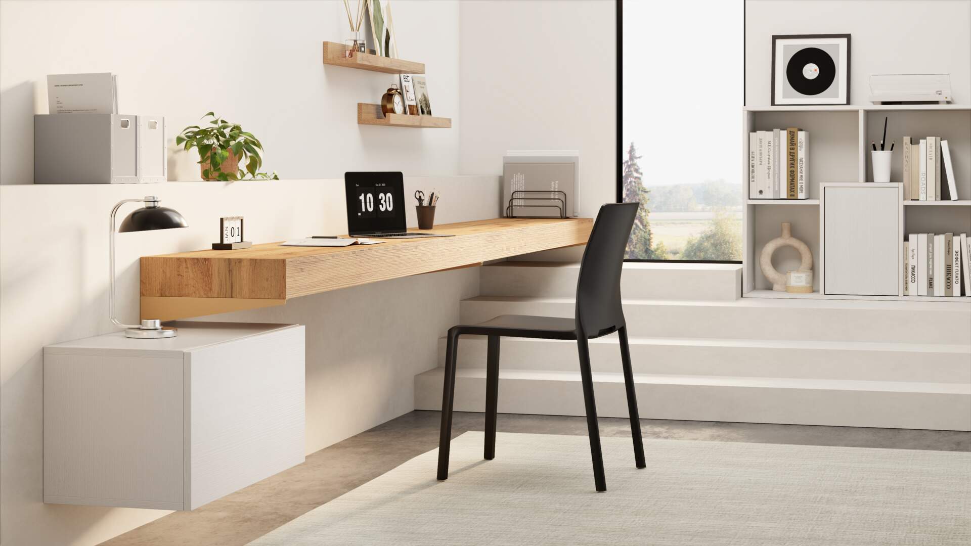 Evolution wall mounted desk 70.8x15.7 in, Rustic Oak