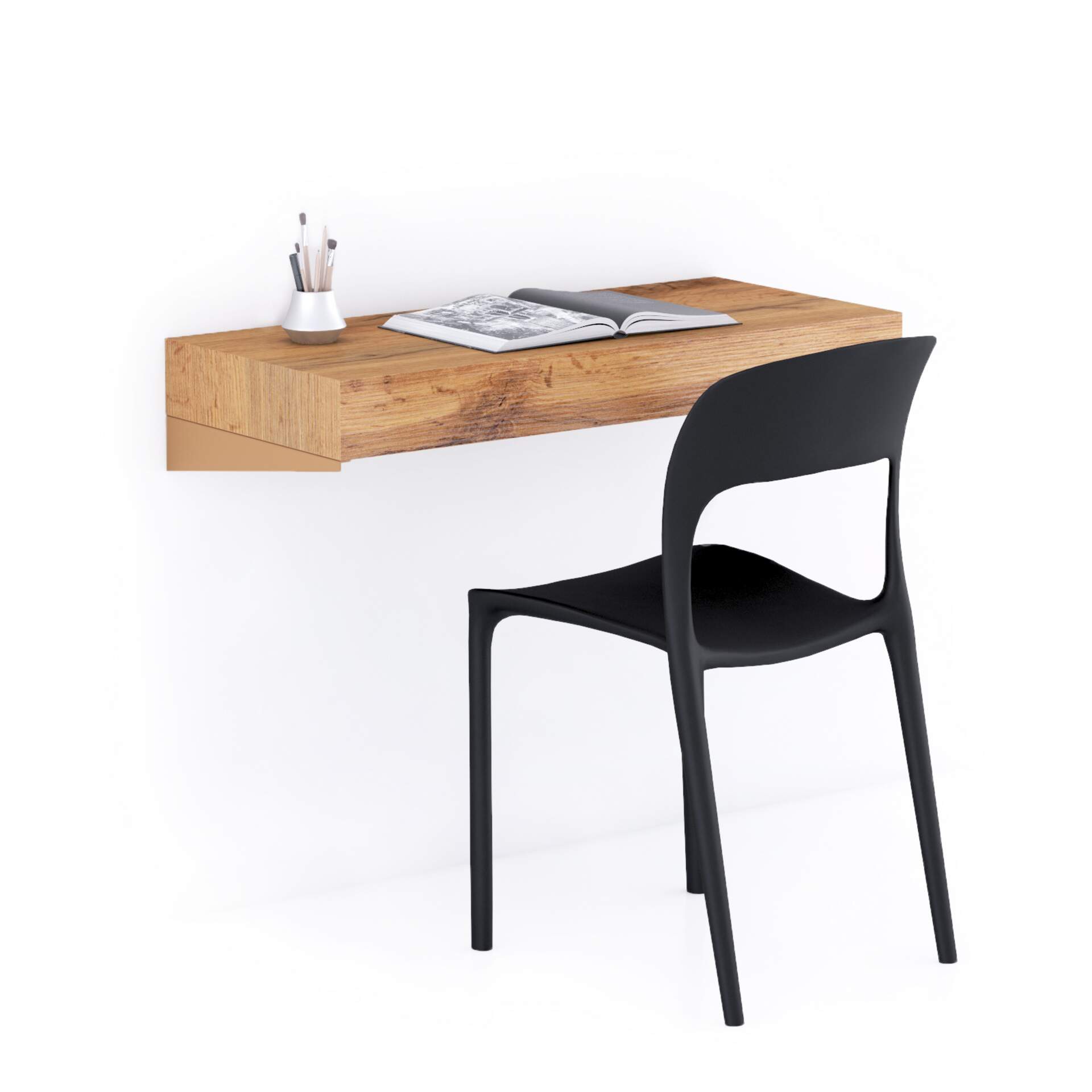 Evolution wall mounted desk 35.4x15.7 in, Rustic Oak