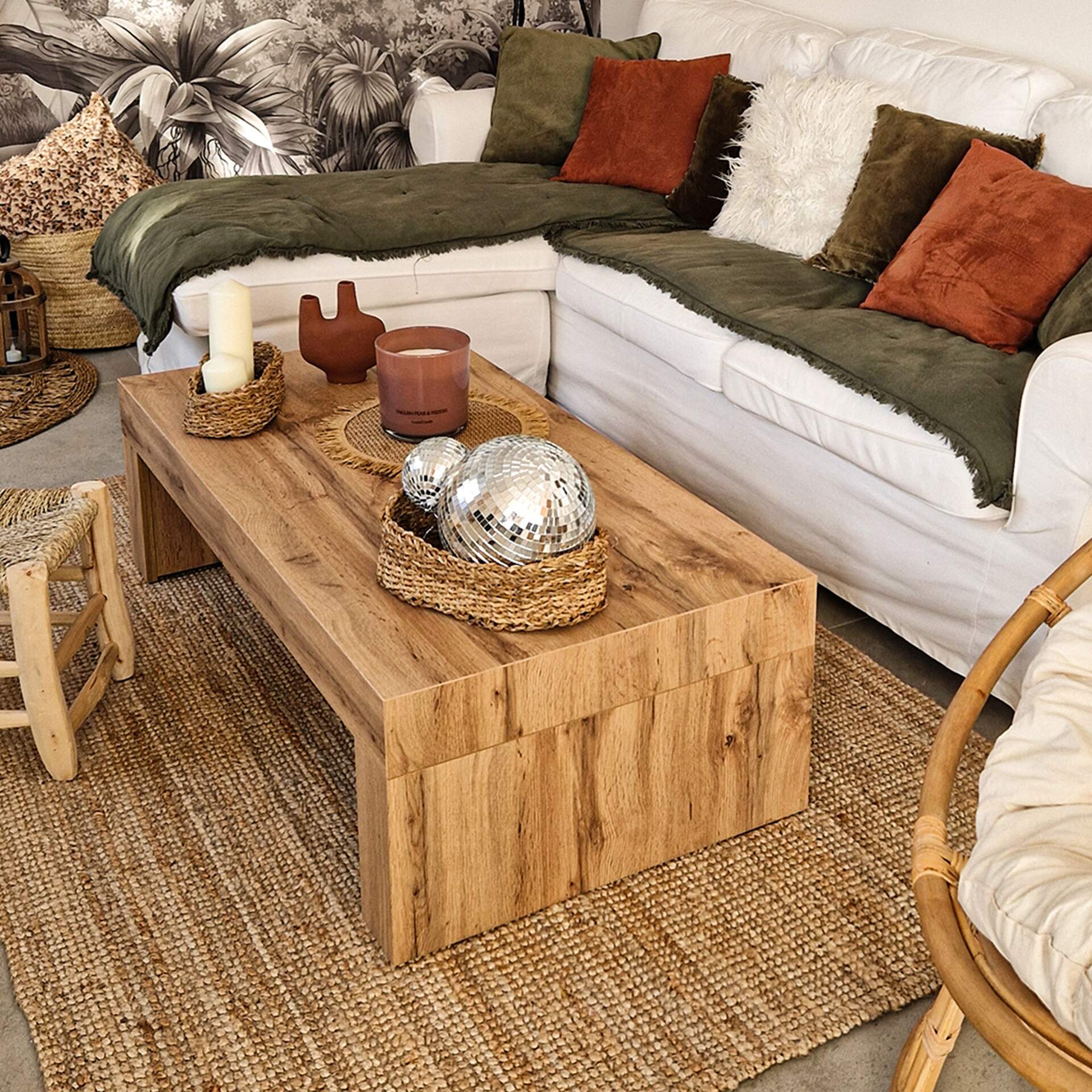 Evolution low Coffee Table 47.2 x 23.6 in, Rustic Oak