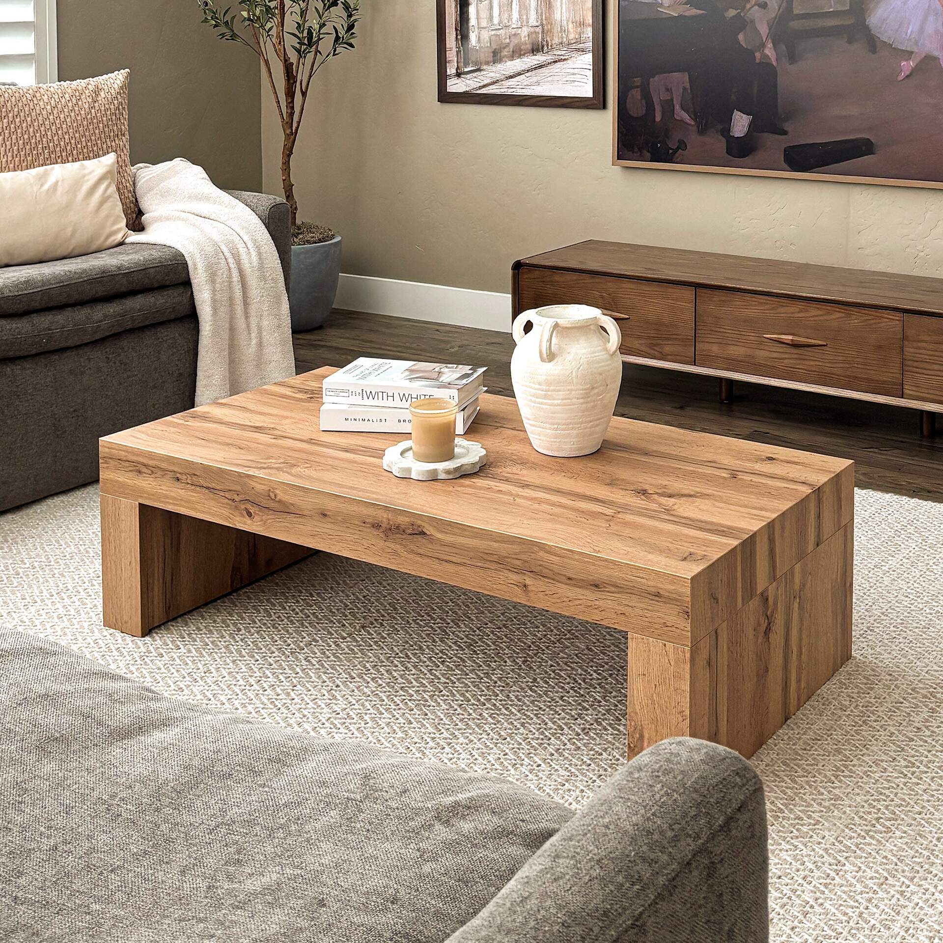 Evolution low Coffee Table 47.2 x 23.6 in, Rustic Oak