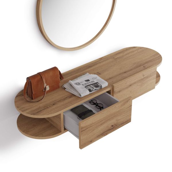 Wall Mounted Console Table Olivia with 2 drawers, Rustic Oak detail image 2
