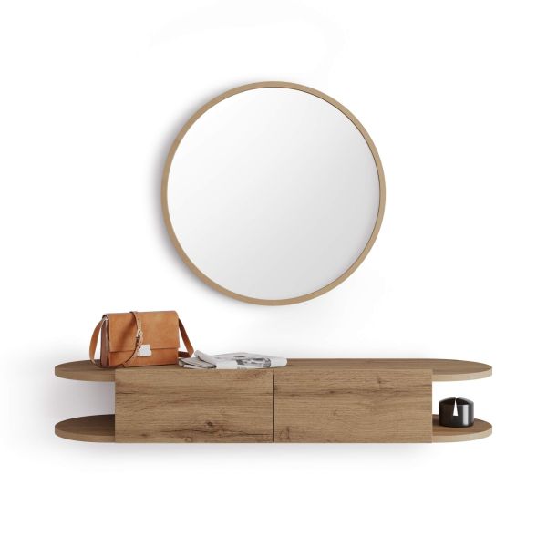 Wall Mounted Console Table Olivia with 2 drawers, Rustic Oak detail image 1