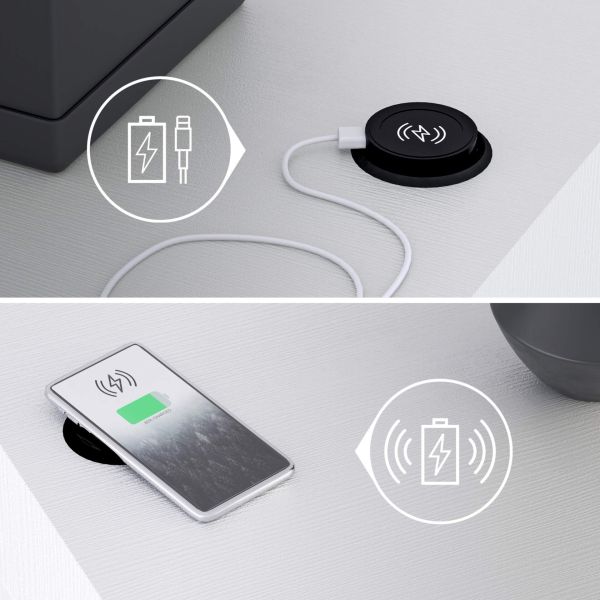 Evolution Desk 47.2 x 23.6 in, with Wireless Charger, Ashwood White with Two Legs detail image 1