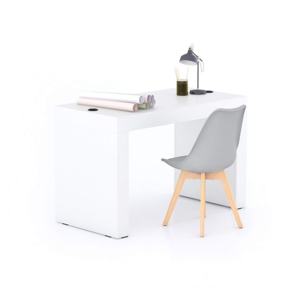 Evolution Desk 47.2 x 23.6 in, with Wireless Charger, Ashwood White with Two Legs