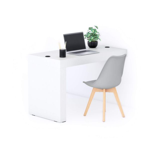 Evolution Desk 47.2 x 23.6 in, with Wireless Charger, Ashwood White with One Leg