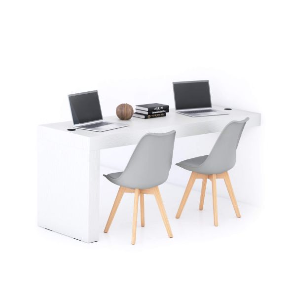 Evolution Desk 70.9 x 23.6 in, with Wireless Charger, Ashwood White with One Leg