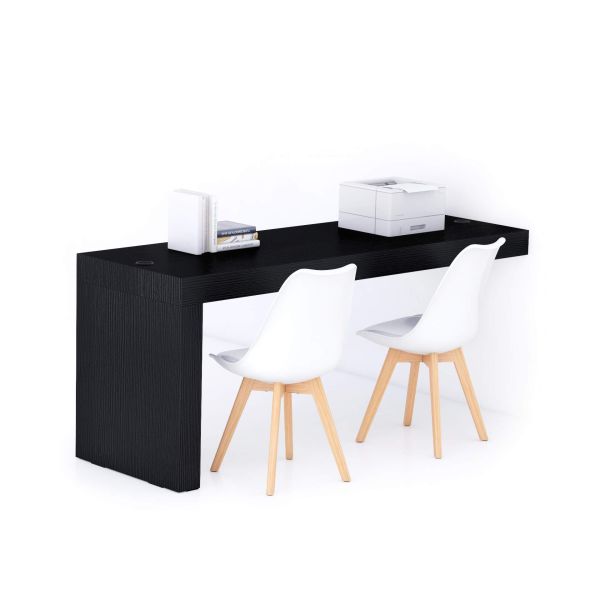 Evolution Desk 70.9 x 23.6 in, with Wireless Charger, Ashwood Black with One Leg