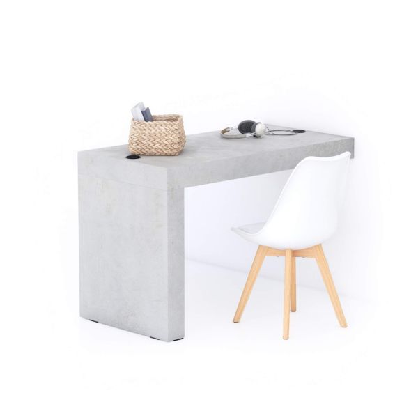 Evolution Desk 47.2 x 23.6 in, with Wireless Charger, Concrete Effect, Grey with One Leg