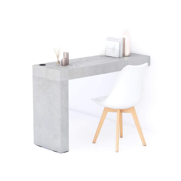 Evolution Desk 47.2 x 15.7 in, with Wireless Charger, Concrete Effect, Grey with One Leg