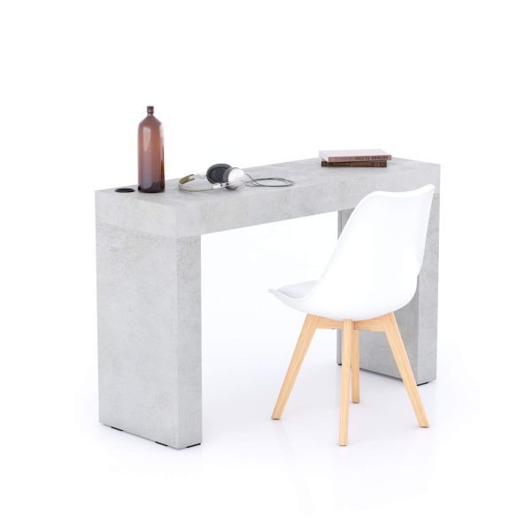 Evolution Desk 47.2 x 15.7 in, with Wireless Charger, Concrete Effect, Grey with Two Legs