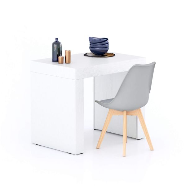 Evolution dining table 35.4 x 23.6 in, Ashwood White with Two Legs