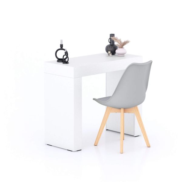 Evolution dining table 35.4 x 15.7 in, Ashwood White with Two Legs