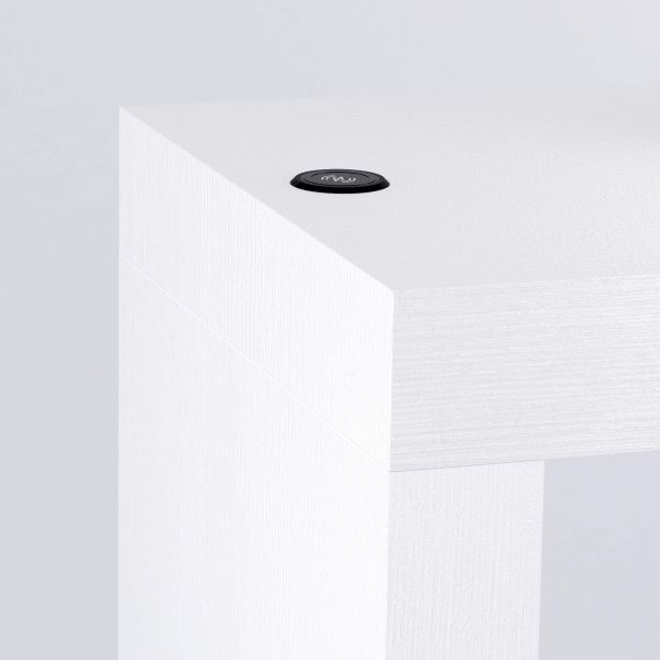 Evolution dining table 47.2 x 23.6 in, with Wireless Charger, Ashwood White with One Leg detail image 1