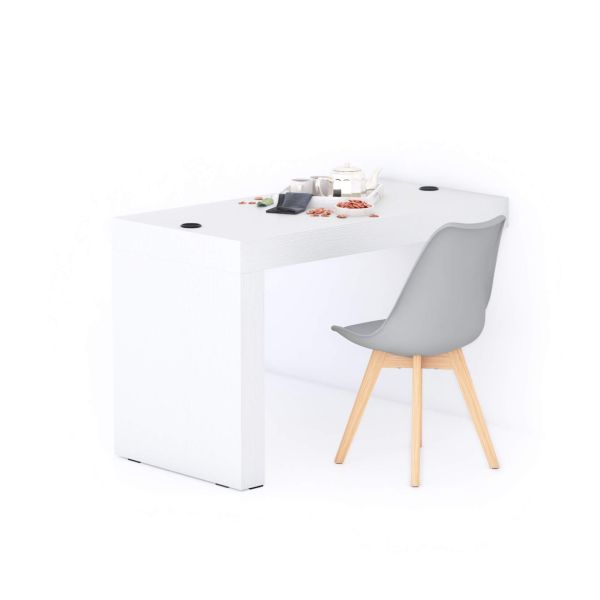 Evolution dining table 47.2 x 23.6 in, with Wireless Charger, Ashwood White with One Leg