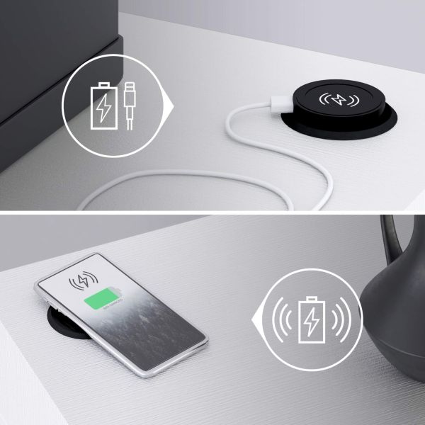 Evolution dining table 70.9 x 15.7 in, with Wireless Charger, Ashwood White with One Leg detail image 2