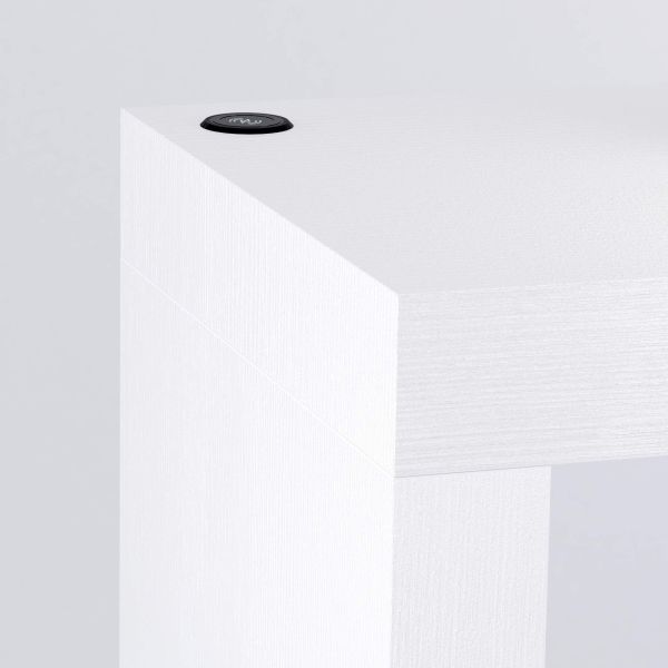 Evolution dining table 70.9 x 15.7 in, with Wireless Charger, Ashwood White with One Leg detail image 1