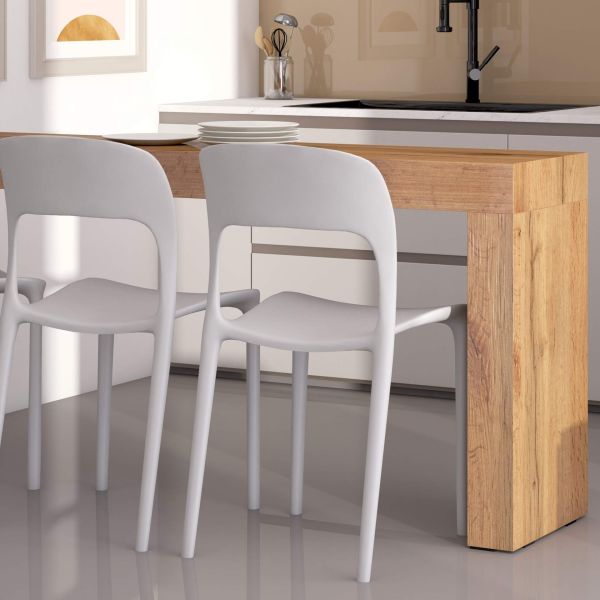 Evolution dining table 70.9 x 15.7 in, with Wireless Charger, Ashwood White with One Leg set image 1
