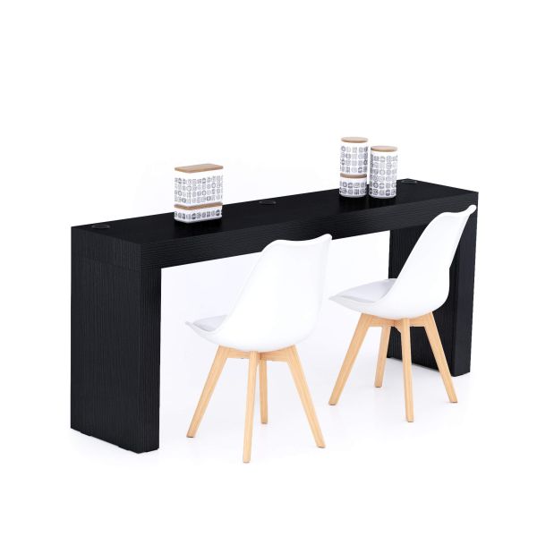 Evolution dining table 70.9 x 15.7 in, with Wireless Charger, Ashwood Black with Two Legs