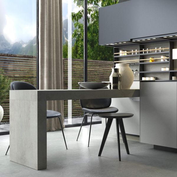 Evolution dining table 70.9 x 23.6 in, with Wireless Charger, Ashwood Black with One Leg set image 1